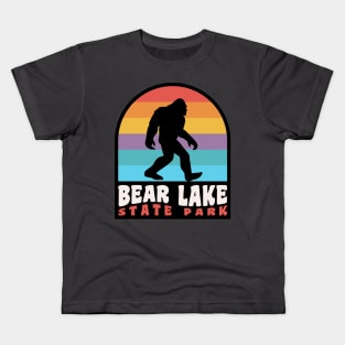 Bear Lake Utah Bigfoot Sasquatch Retro Sunset Kids T-Shirt